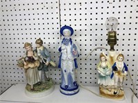 Vintage lot of porcelain figures and lamp Andrea