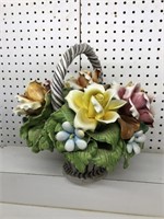 Vintage Capodimonte flower basket 13”