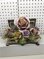 Vintage Capodimonte flower Trinket Box 10”