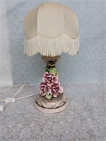 Vintage  Capodimonte  Lamp fringe shade 20"