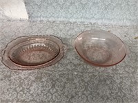 Vintage Pink Depression glass serving bowls