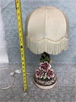 Vintage Capodimonte Lamp fringe shade floral