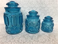 Vintage Blue Moon and Star canister set