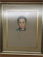 Signed William Holyfield chalk ? Framed Boy