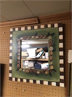 Painted wood framed mirror 21 x 21