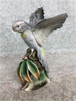 Vintage signed JSC porcelain parakeet bird figure