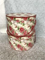 Vintage lot of tiered floral hat boxes
