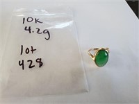 10k Gold 4.2g jade ring