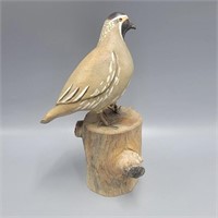 Signed Wooden Quail