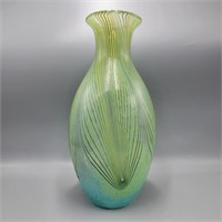 12" Pulled Feather Art Glass Vase