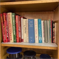 Lot of Cookbooks in Cabinet