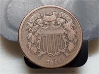 OF) 1864 US Two Cent piece