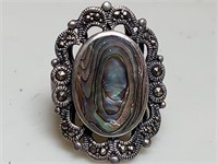OF) 925 sterling silver abalone ring size 6
