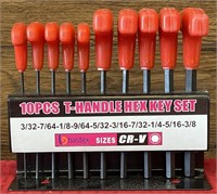 10 piece T-handle hex key set