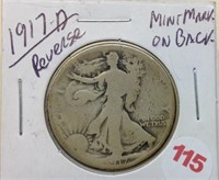 Of) 1917 D reverse mint mark walking liberty half