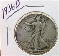 Of) 1936 D walking liberty half dollar
