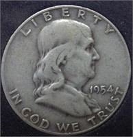 Of) 1954 D Franklin half dollar