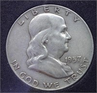 Of) 1957 D Franklin half dollar