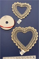 D4) Craft items. 2 Crochet hearts. One is 10”