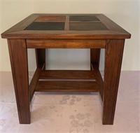 Wood & Stone Topped Side Table AS IS