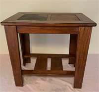 Wood & Stone Topped Side Table