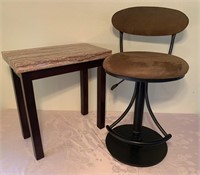 Swivel Barstool AS IS, Plastic Topped Side Table