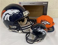 Denver Broncos Helmet, Mini Helmet & Field Hat