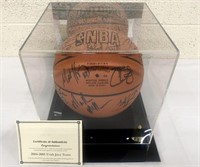 2004-2005 Utah Jazz Team Autographed Ball in Case