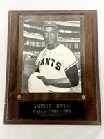 Monte Irvin Autographed Photo Plaque