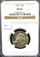 1957 WASHINGTON QUARTER - NGC GRADED: MS66