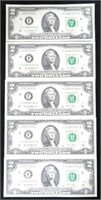 (5) CONSECUTIVE SERIAL NUMBER SERIES 1976 $2 NOTES