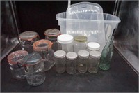 19qt Storage Tote & Various Jars