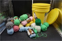 Bucket of Various Yarn