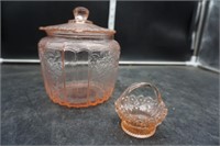 Depression Glass Jar & Basket