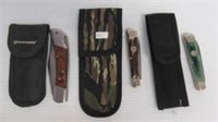 (3) Folding Pocket Knives in Sheaths. Brands
