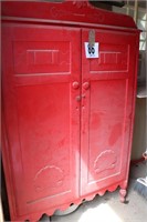 Vintage Red Wooden Cabinet (18x40x66") (Outside)