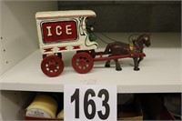 Vintage Cast Iron Ice Cart & Horses (Basement)
