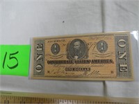 Confederate Money - $1 Bill - Unverified