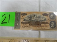 Confederate Money - $20 Bill - Unverified