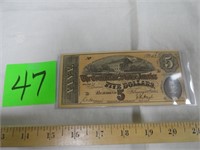 Confederate Money - $5 Bill - Unverified