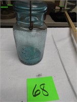 Vintage Blue Safe Seal Jar w/ Glass Lid