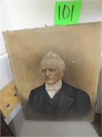 Vintage Painted Portrait on Canvas