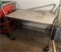 Stainless rolling cart, 41 1/2 inches wide by 24