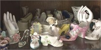 Large assortment of ceramic/glass shoes and other