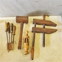 Old Wooden Tools,  Irons