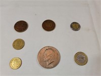 (7) Coins - Silver Dollar, Chilean Pesos and more