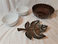 Z Gallerie Bowl, Williams Sonoma Bowls, metal leaf