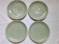 4 Sam Celadon plates