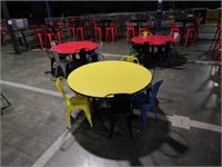4 ASST'D ROUND TABLES & MULTI COLORED CHAIRS (APPR