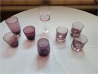 Purple and pink glassware